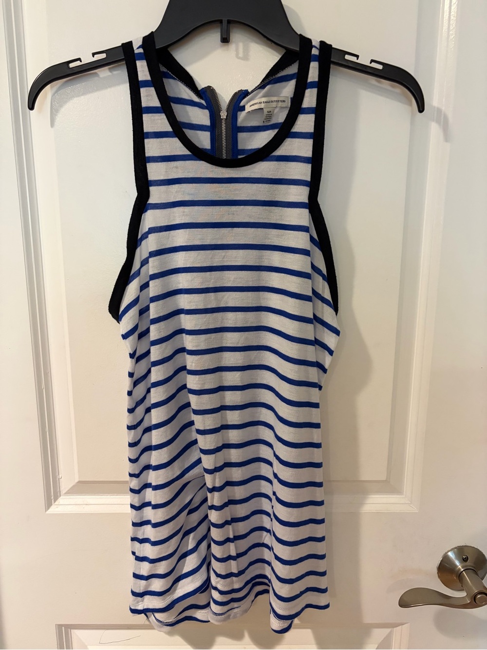 American Eagle Striped Sleeveless Tank with Black Trim